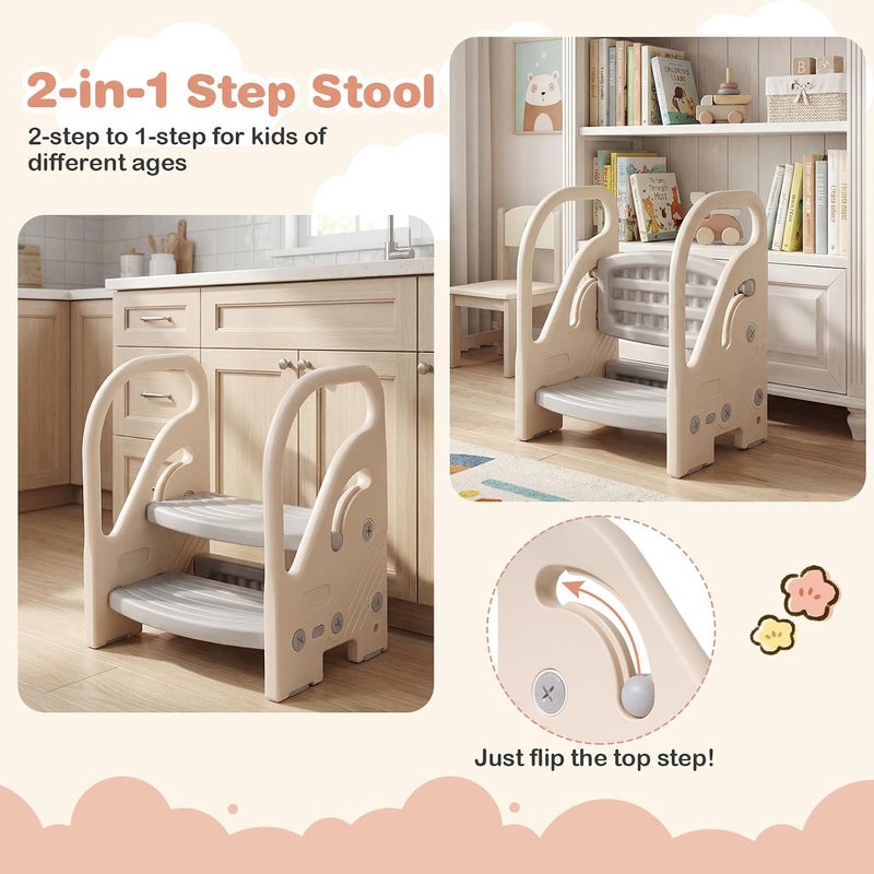 GLACER Step Stool, Toddler 2-Step Stool for Potty Training with Non-Slip Pads and Handles, Plastic Convertible Ladder for Bathroom Sink, Kitchen Counter & Nursery Bedroom - Image 4