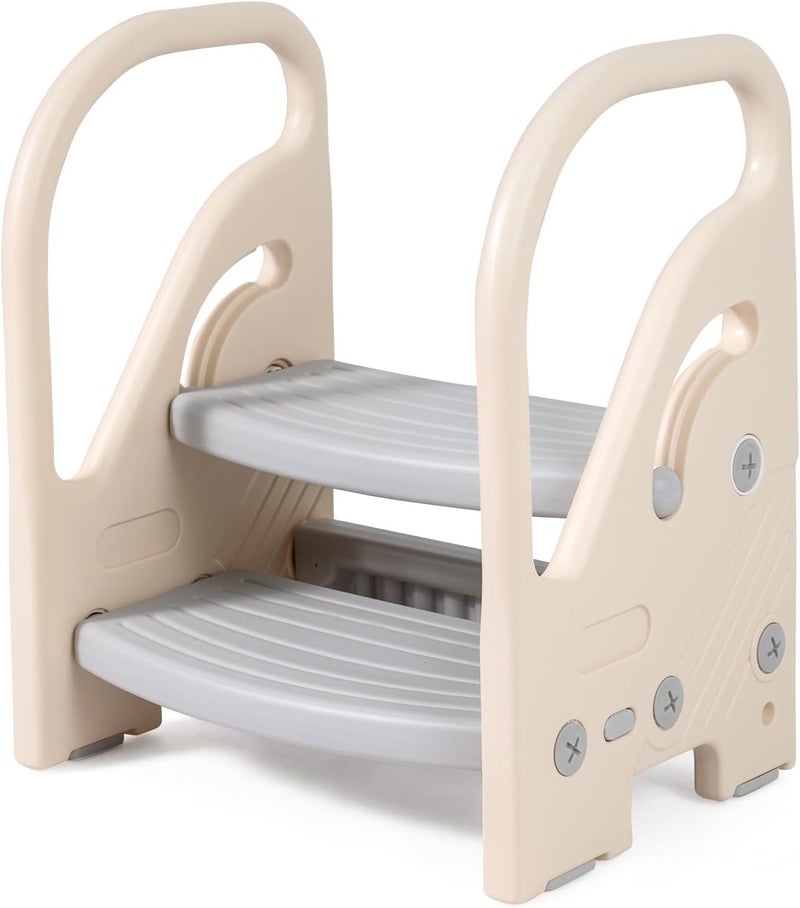 GLACER Step Stool, Toddler 2-Step Stool for Potty Training with Non-Slip Pads and Handles, Plastic Convertible Ladder for Bathroom Sink, Kitchen Counter & Nursery Bedroom - Image 1