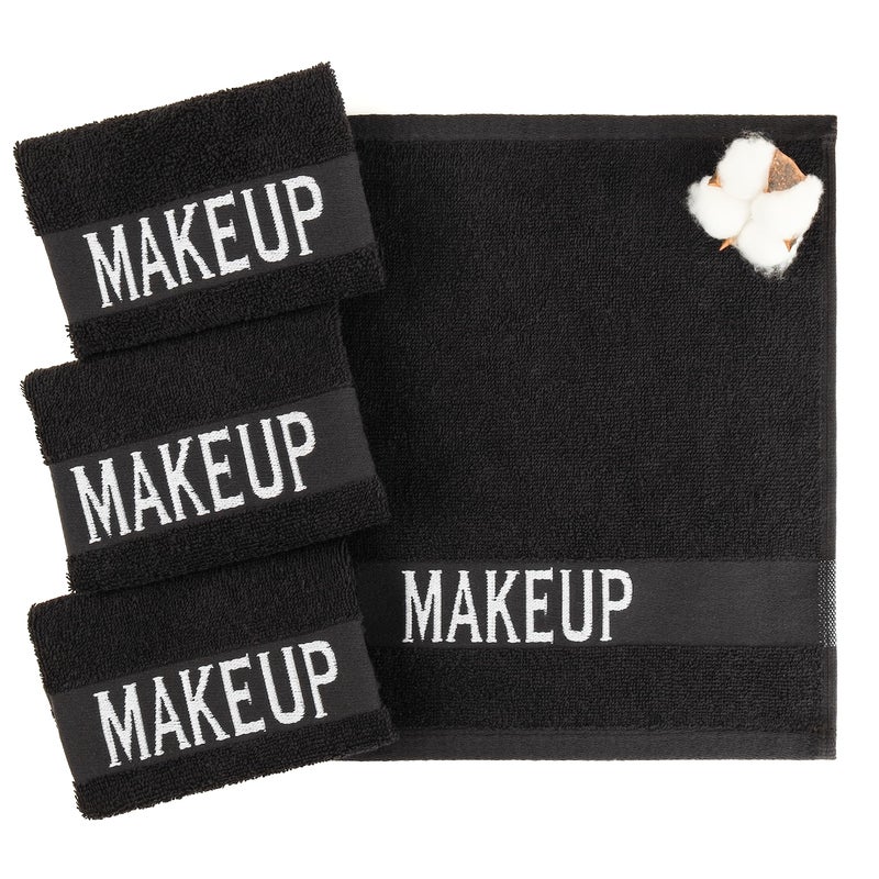 American Soft Linen Makeup Remover Face Cloth 100 Cotton Makeup Towels 4 Packed Face Towels 12x12 inches Black
