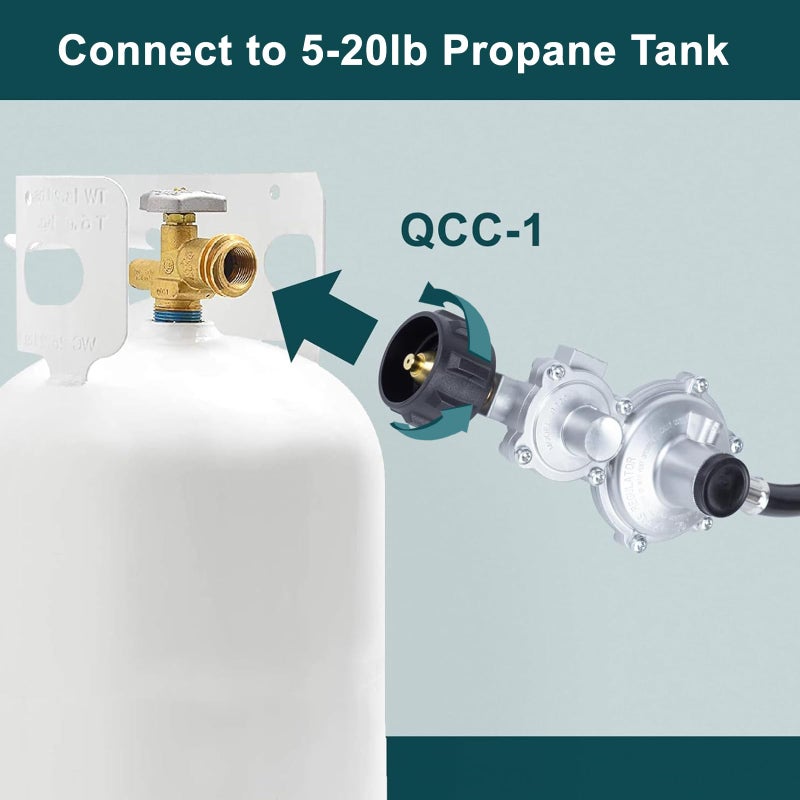 GASPRO 5 FT Two Stage Propane Regulator Hose with QCC and 3/8" Female for RV, Grill, Fire Pit, Gas Stove/Range More - Image 3