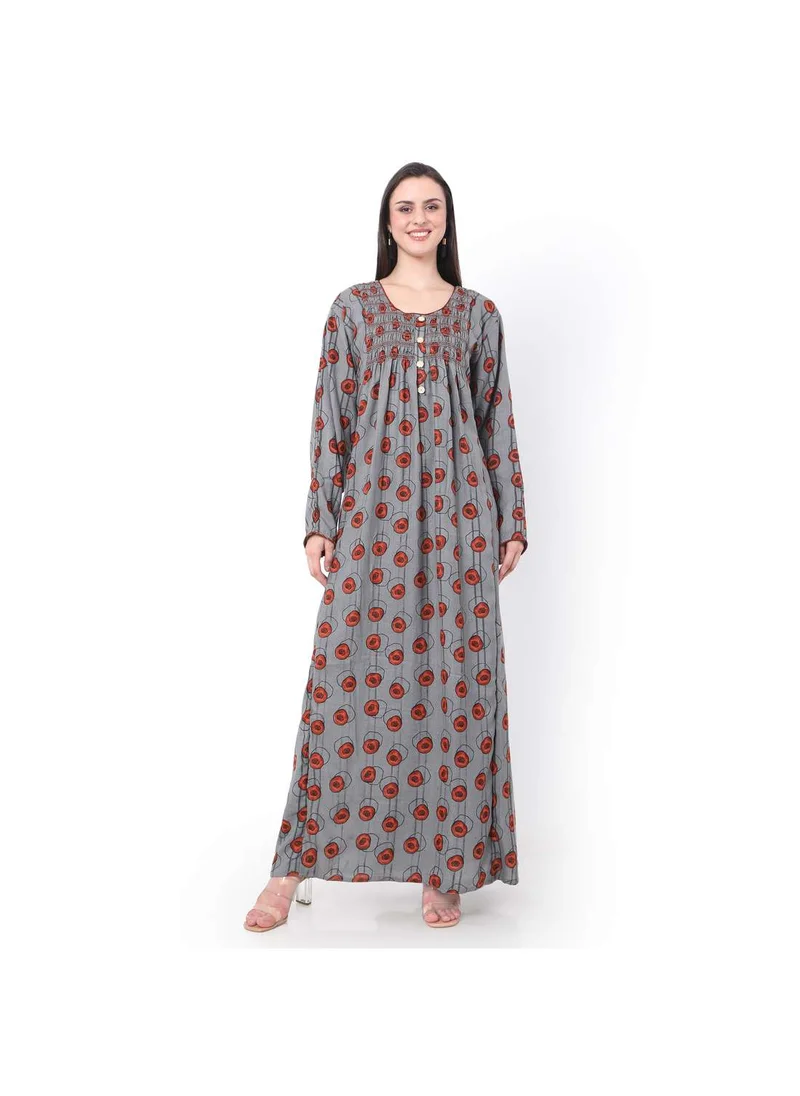 HANA & SARA SMOKING DESIGN WITH BUTTONED RAYON BIG DOTS ARABIC JALABIYA KAFTAN