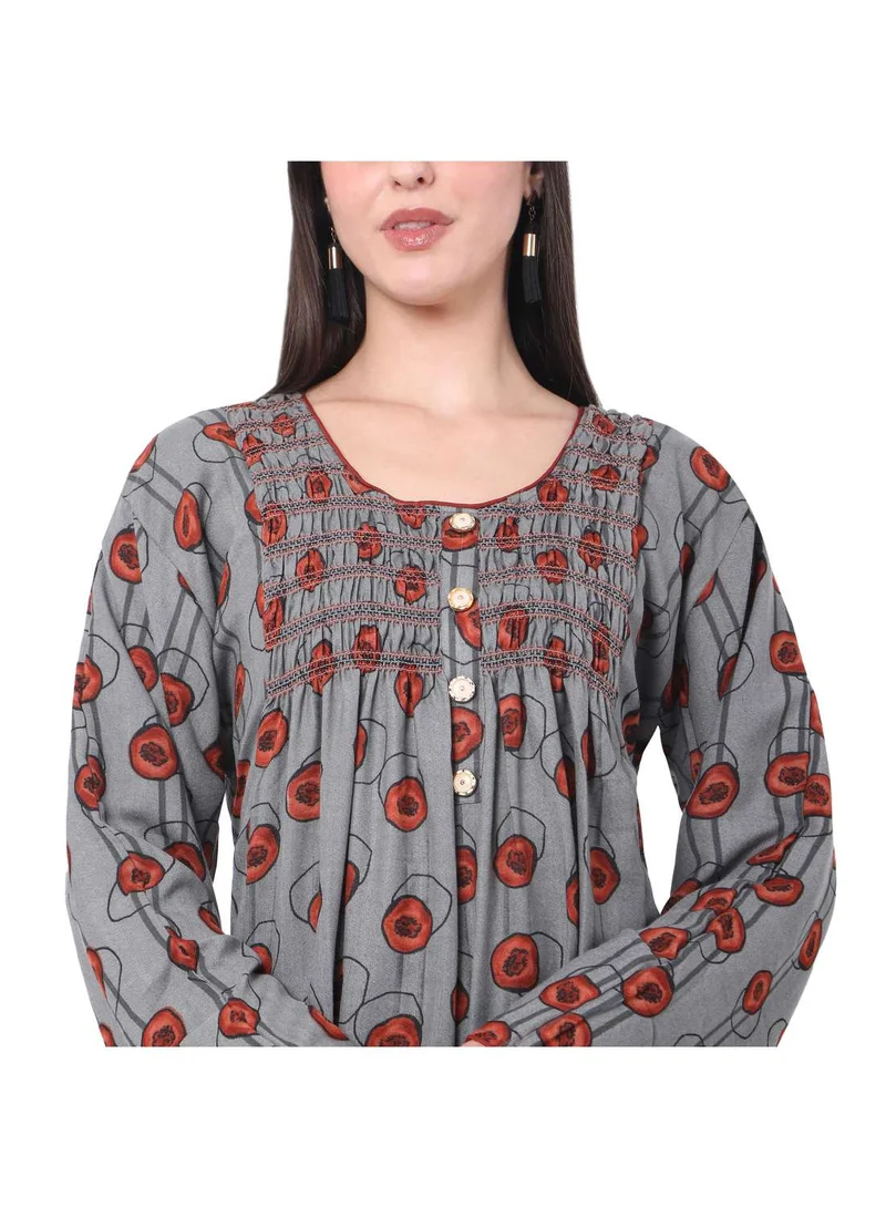 هانا آند سارا SMOKING DESIGN WITH BUTTONED RAYON BIG DOTS ARABIC JALABIYA KAFTAN