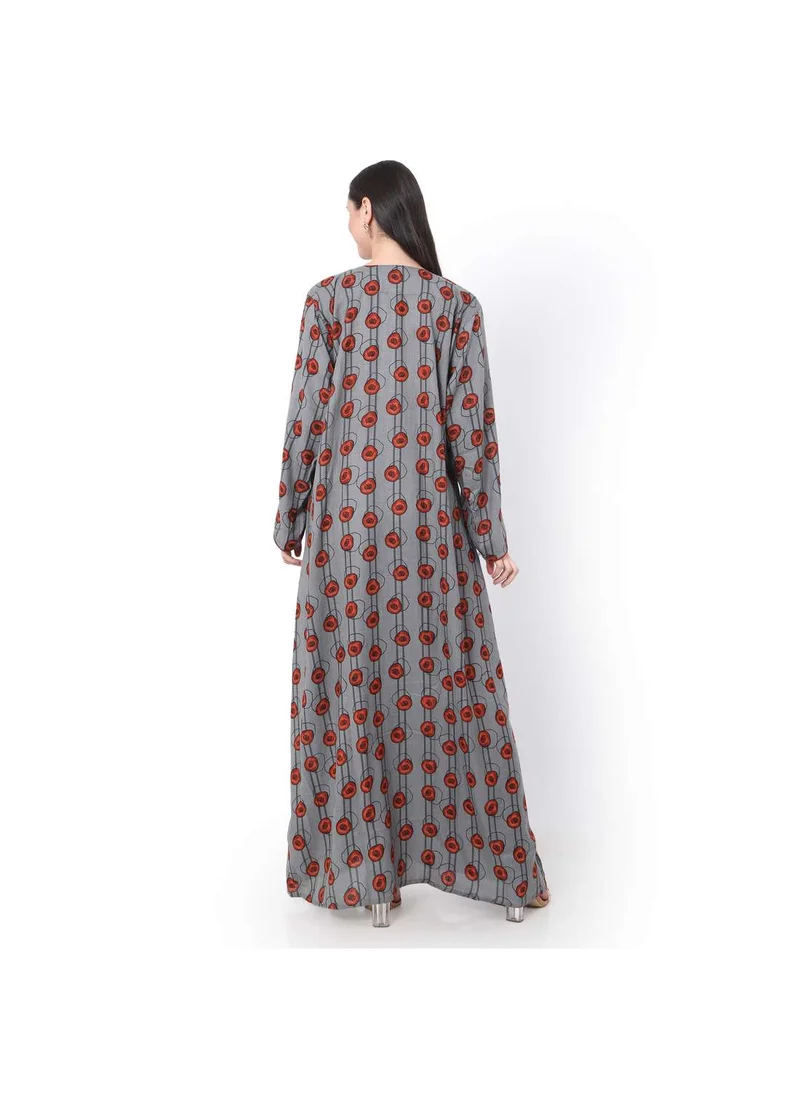 HANA & SARA SMOKING DESIGN WITH BUTTONED RAYON BIG DOTS ARABIC JALABIYA KAFTAN