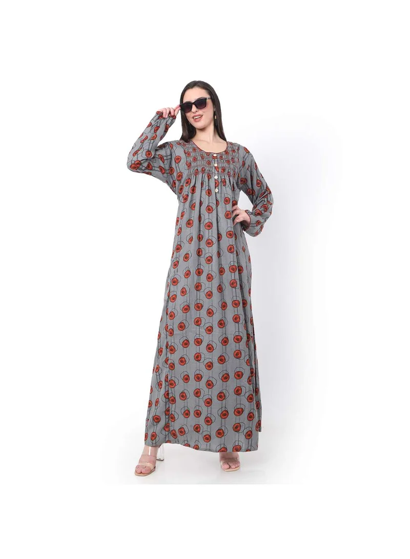 هانا آند سارا SMOKING DESIGN WITH BUTTONED RAYON BIG DOTS ARABIC JALABIYA KAFTAN
