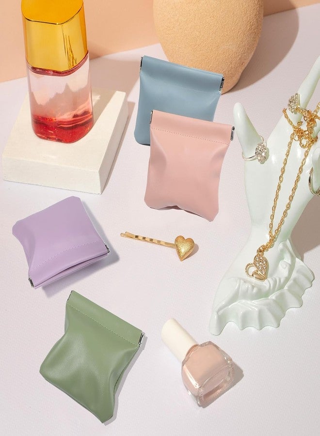 ECHSRT 2 Pcs Small Pouches for Women Girls, Aesthetic Lipstick Bag, Cute Mini Cosmetic Bag, Daily Travel Organizer, Corduroy Fabric Coin Pouch, Squeeze-Open (2, Coffee + Lime Yellow) - Image 3