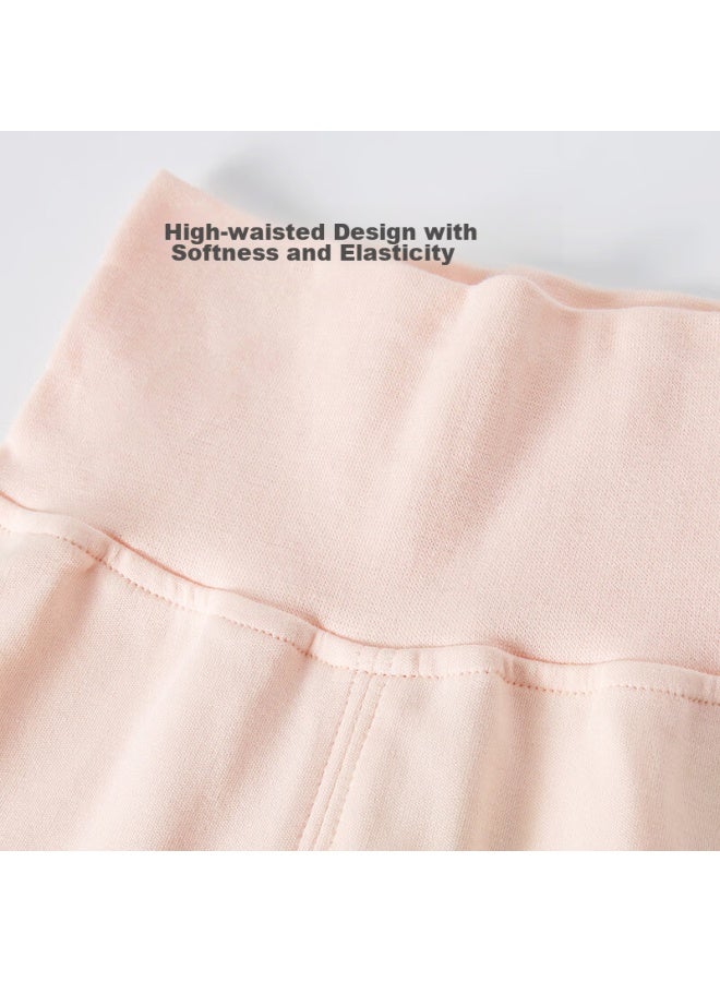Shu Beiyi Shubeyi 2-pack Baby High-waist Pants, Infant Belly Protection, Warm Children's Trousers, Style, Autumn Pants, Pajama Pants, Pink, 110cm - Image 2