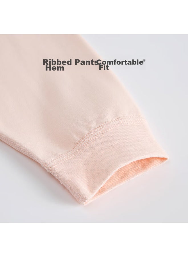 Shu Beiyi Shubeyi 2-pack Baby High-waist Pants, Infant Belly Protection, Warm Children's Trousers, Style, Autumn Pants, Pajama Pants, Pink, 110cm - Image 1