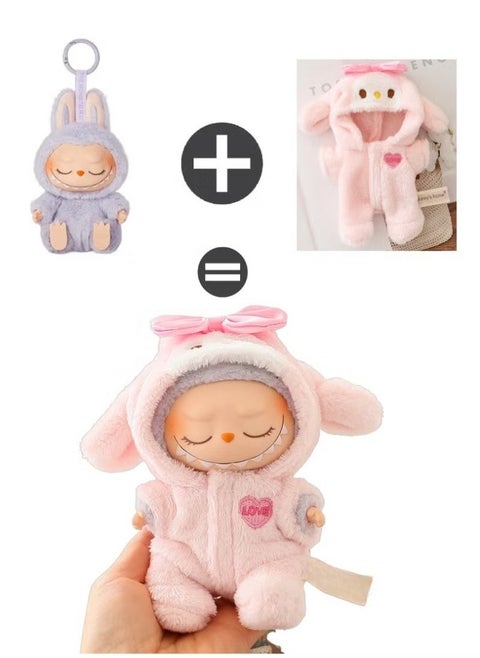 LABUBU Doll Second generation sitting Smile with 1 pieces of doll clothes