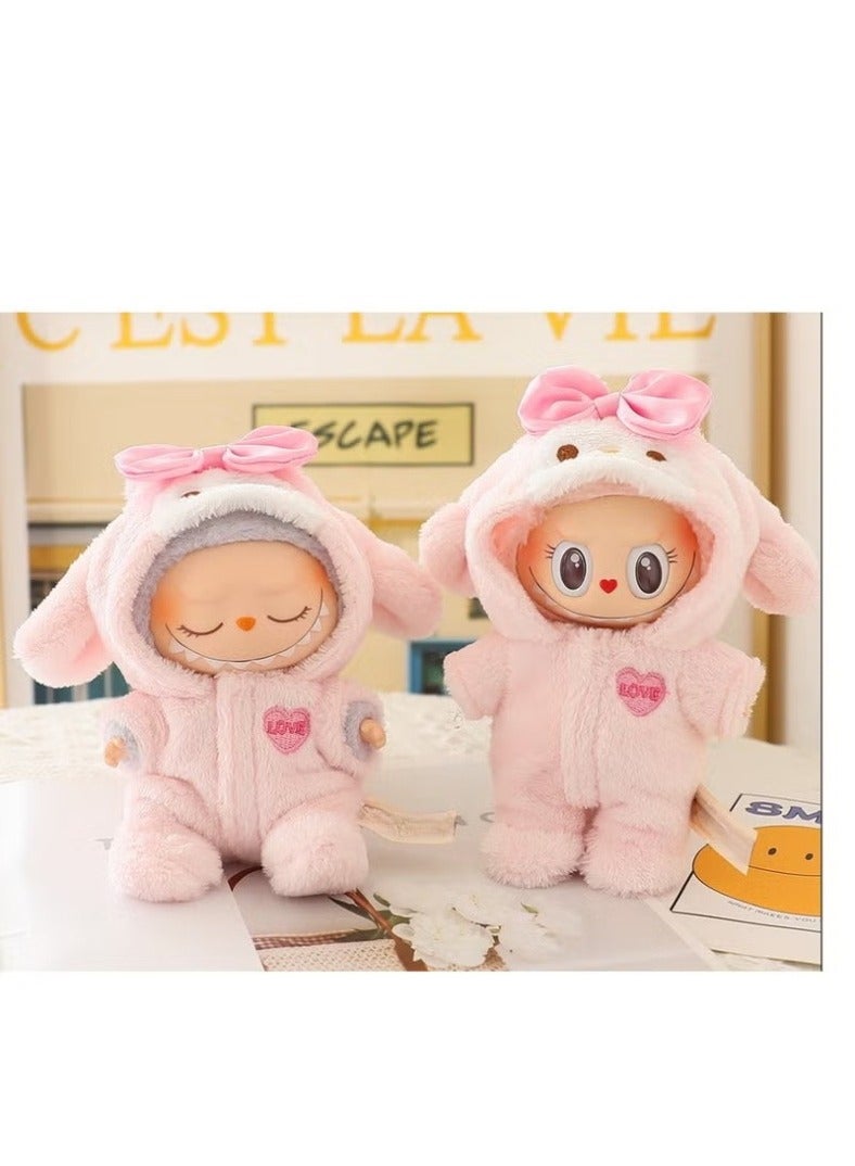 1 pieces of doll clothes for labubu V1 labubu V2 labubu V3 pink rabbit - Image 4