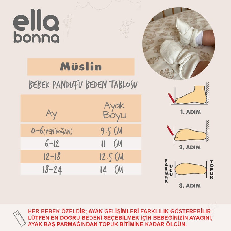 Ella Bonna Organic Cotton Muslin Baby Booties, Newborn Slippers, pink  - Image 2
