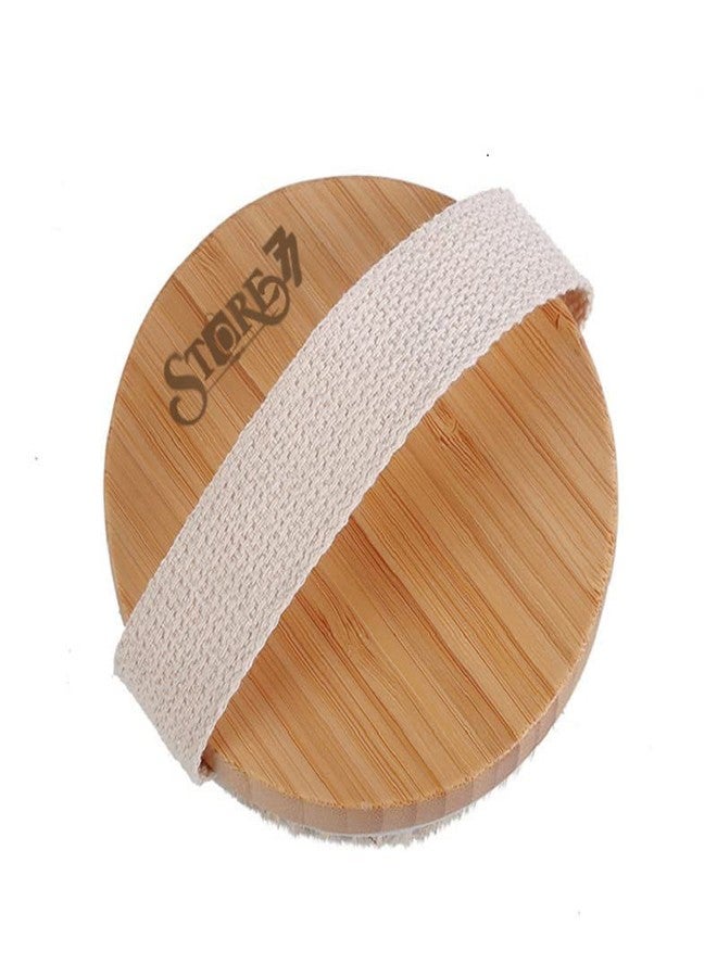 STORE77 Body bath brush round shape Body Brush Solid Wood Frame & Hair Exfoliating Brush to Exfoliate & Soften Skin, Improve Circulation, Stop Ingrown Hairs - Image 2