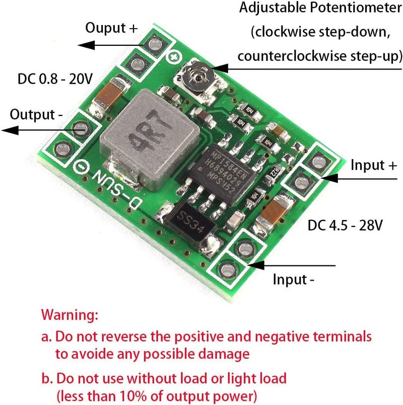 DZS Elec محول دز إليك 2 قطعة MP1584EN ميني 3A DC-DC خافض الجهد 4.5V-28V إلى 0.8V-20V منظم جهد قابل للتعديل 24V/12V/9V إلى 12V/5V/3.3V وحدة طاقة خافضة - Image 2