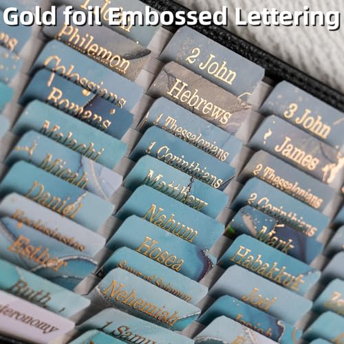 UPAFEXXI-Laminated Bible Tabs (Gold Foil Embossed Lettering), Bible Tabs for Women and Men, Reposition Large Print Stickers, Easy to Read and Apply, 80 Chapters Labels for Easy Navigation(Blue) - Image 2