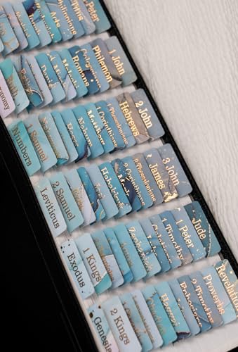 UPAFEXXI-Laminated Bible Tabs (Gold Foil Embossed Lettering), Bible Tabs for Women and Men, Reposition Large Print Stickers, Easy to Read and Apply, 80 Chapters Labels for Easy Navigation(Blue) - Image 1