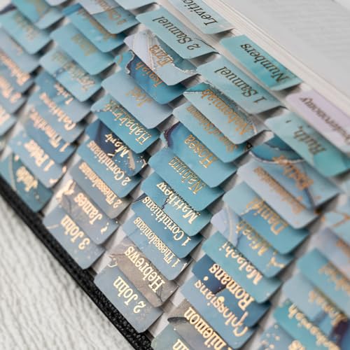 UPAFEXXI-Laminated Bible Tabs (Gold Foil Embossed Lettering), Bible Tabs for Women and Men, Reposition Large Print Stickers, Easy to Read and Apply, 80 Chapters Labels for Easy Navigation(Blue) - Image 4