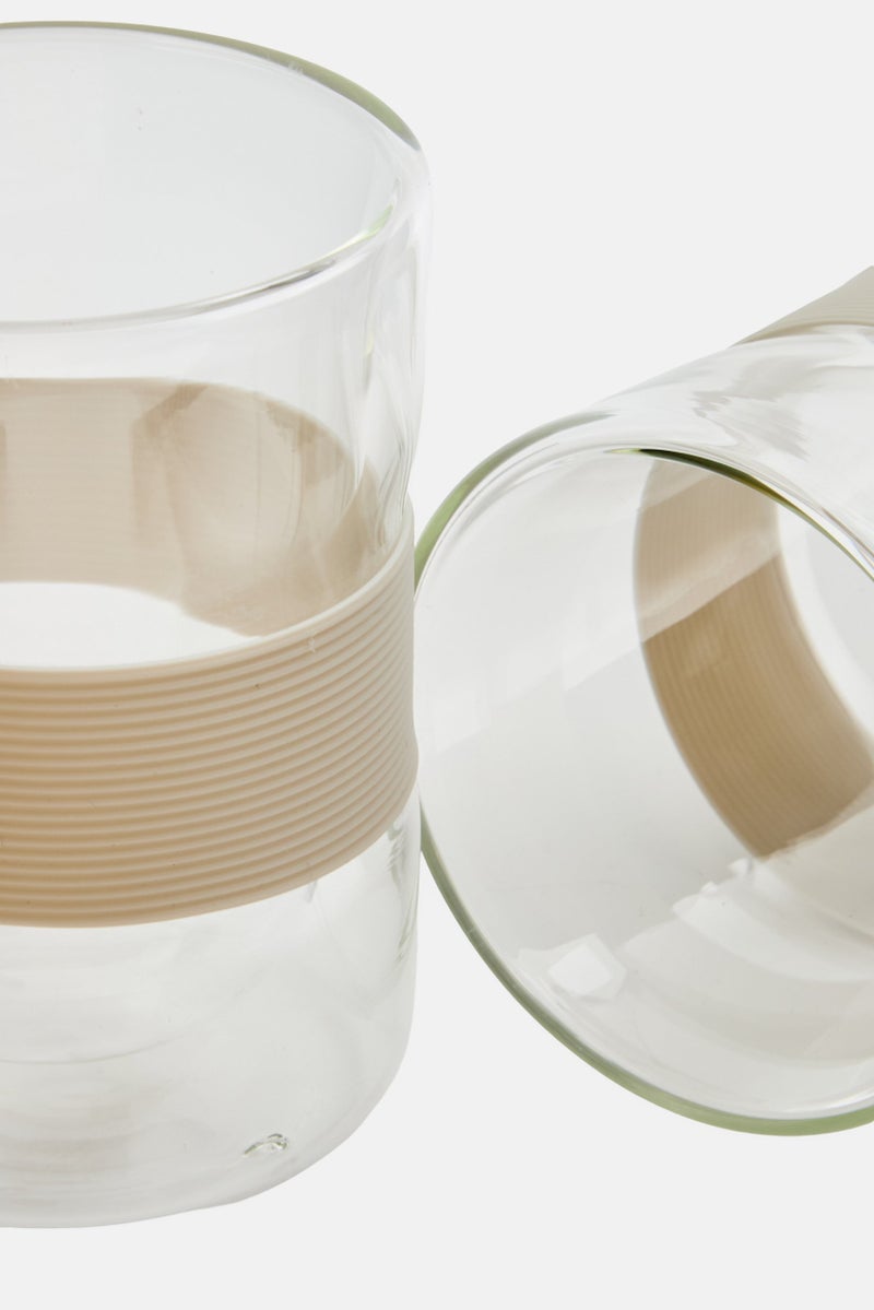 bebe 2 Pieces Borosilicate Glass Cup With Silicone Sleeve 320 ml, Transparent  - Image 3