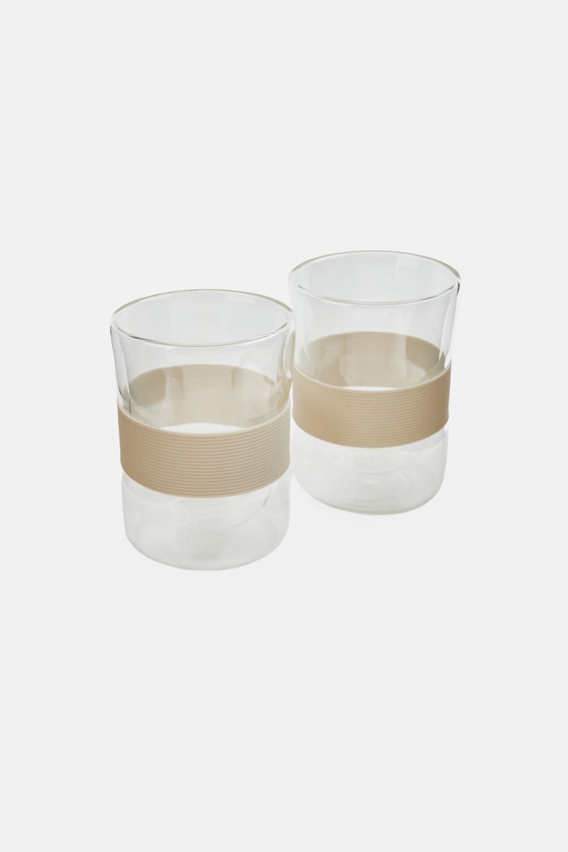 bebe 2 Pieces Borosilicate Glass Cup With Silicone Sleeve 320 ml, Transparent  - Image 2