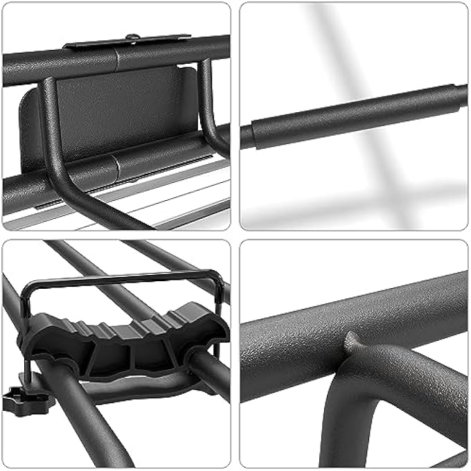 rayihni حامل سقف سلة، حامل شحن سقف مطور 84"x 39"x 4" مع شبكة شحن بونجي فائقة القوة 4' X 6'، 2 قطعة حزام ربط تناسب سيارات الدفع الرباعي والشاحنات، AT-84+NET - Image 3