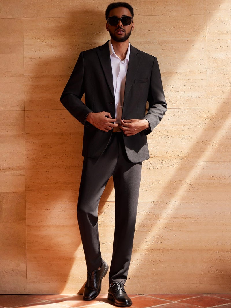 MAGE MALE Men's Casual Two Button Blazer Sport Coats Solid Color Suit Jacket Black - Image 4
