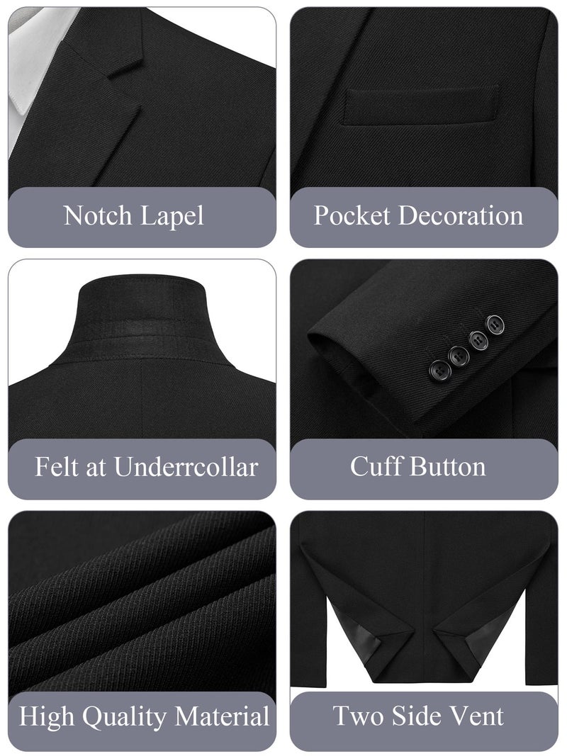 MAGE MALE Men's Casual Two Button Blazer Sport Coats Solid Color Suit Jacket Black - Image 5