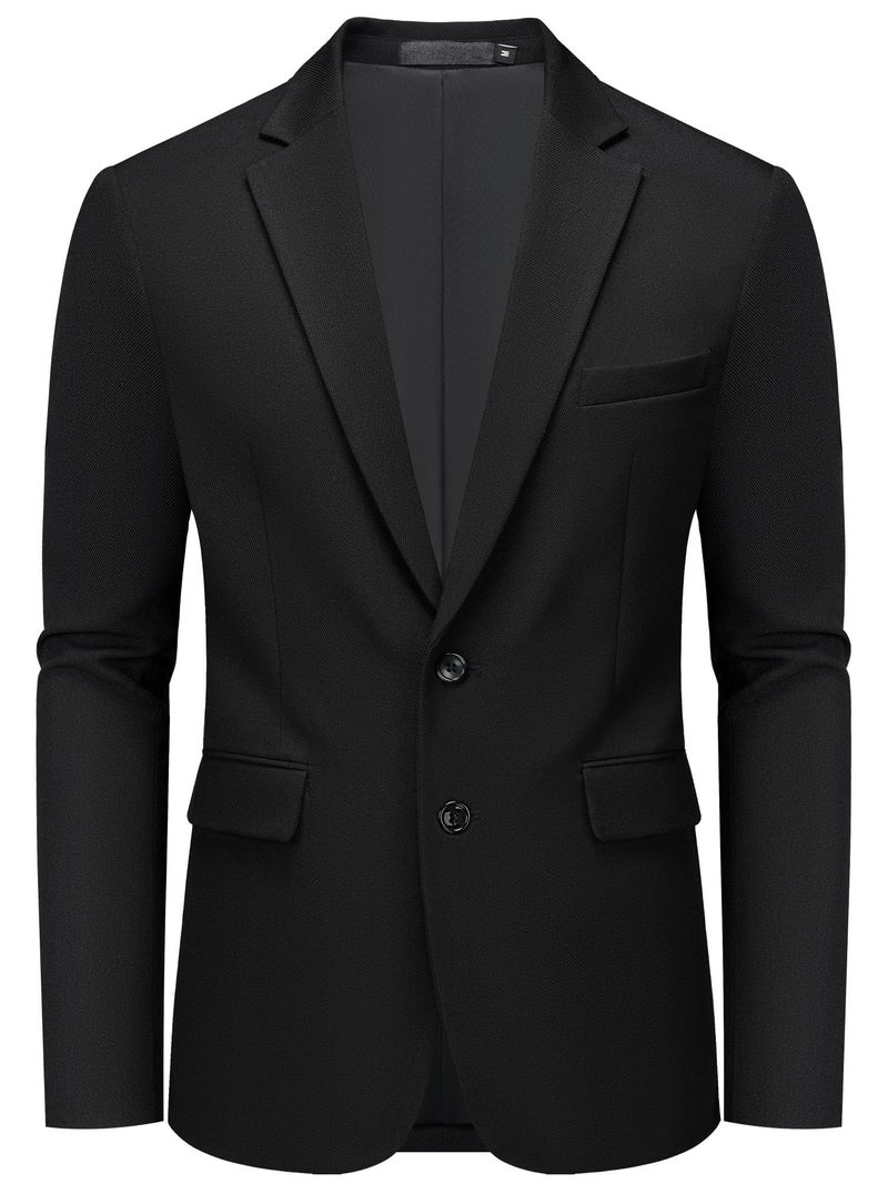 MAGE MALE Men's Casual Two Button Blazer Sport Coats Solid Color Suit Jacket Black - Image 1