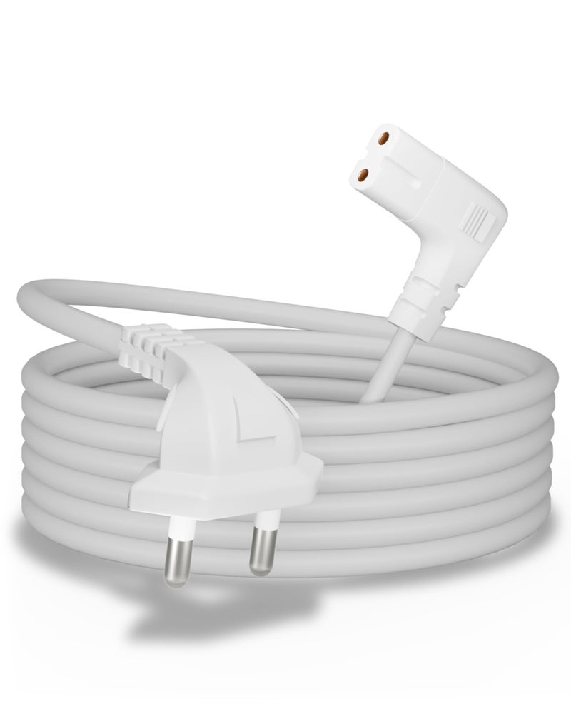 FEDUS 1.2 Meter 2-pin L-Shape Universal Replacement AC Power Cord Cable Wire for LED TV, Printer, Laptop PC Notebook Computer, Tape Recorder, Camera White - Image 1