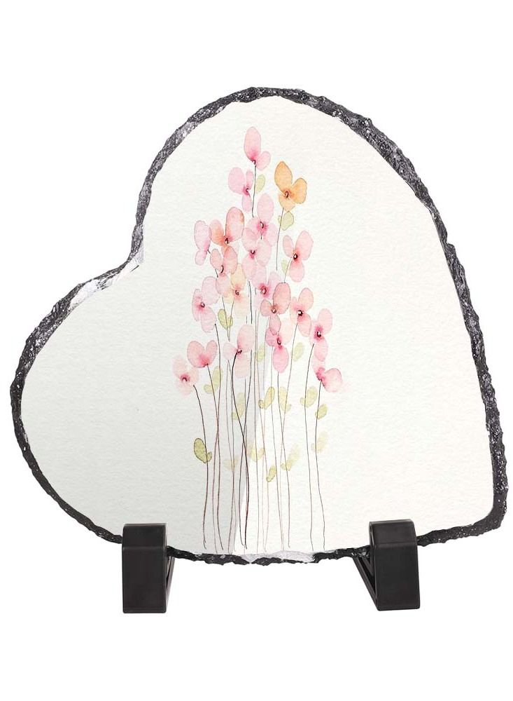 Service Zone Protective Printed White Heart Shape Marble Photo Frame for Table Top Flower Print 