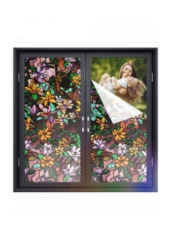 MIXDE 2-Roll PVC Glass Window Stickers,Waterproof Summer Magnolia Window Privacy Film,Static Non-Adhesive Glass Film Decorative,45x100cm  - Image 1