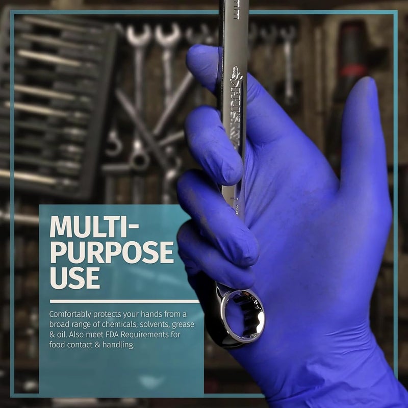 GLOVESKART DARK BLUE NITRILE GLOVES SIZE SMLPACK OF 20305080100 Pieces CEFDAISOIAF CertifiedFood GradeMulti Purpose Disposable GlovesPowder FreeExact Quantity Count Medium 100 - Image 3