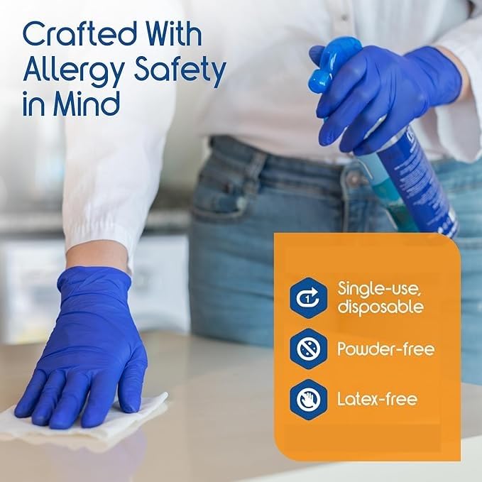 GLOVESKART DARK BLUE NITRILE GLOVES SIZE SMLPACK OF 20305080100 Pieces CEFDAISOIAF CertifiedFood GradeMulti Purpose Disposable GlovesPowder FreeExact Quantity Count Medium 100 - Image 5