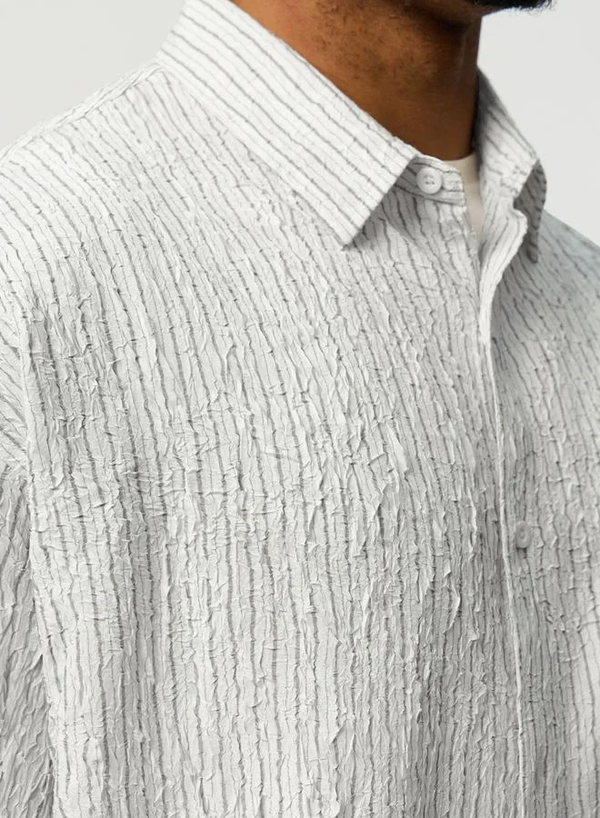 The Souled Store  Men Grey Textured Oversized Spread Collar Shirt for Men | Best Price UAE