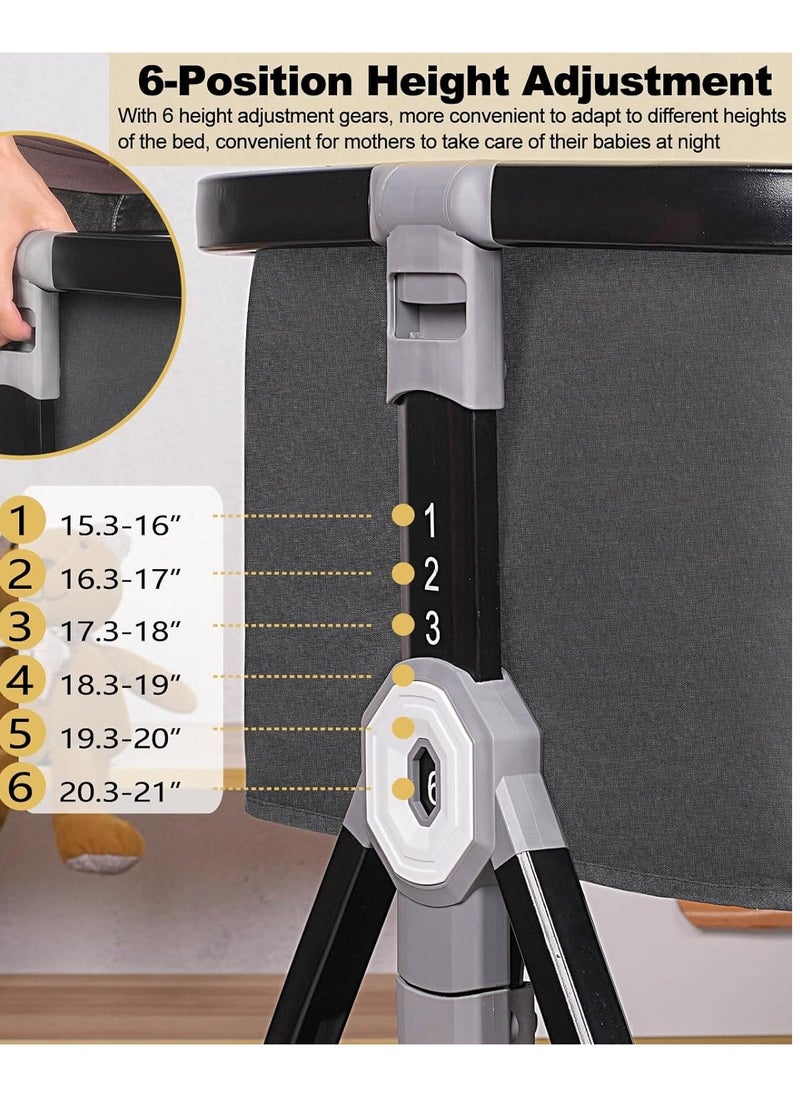 RUIYADA Baby Bassinet Bedside Sleeper Bedside Bassinet for Baby 3 in 1 Bedside Crib with Adjustable 6 Height Portable Bassinet for Newborn/Infant Baby Bassinet with Wheels/Storage Basket/Mosquito Net  - Image 4