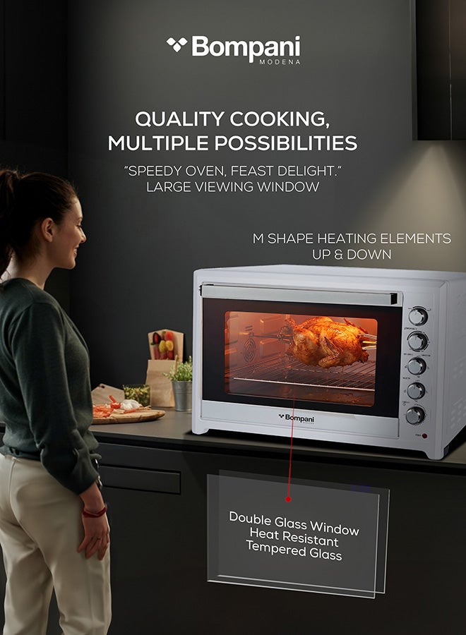 Bompani 100L Electric Oven with Rotisserie & Convection 2800W Large Capacity Oven, Double Glass Door, 120-Min Timer, Adjustable Thermostat – (1 Year Warranty) 100 L 2800 W BEO120I grey - Image 2