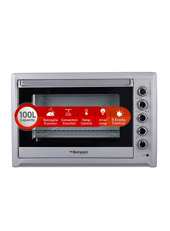 Bompani 100L Electric Oven with Rotisserie & Convection 2800W Large Capacity Oven, Double Glass Door, 120-Min Timer, Adjustable Thermostat – (1 Year Warranty) 100 L 2800 W BEO120I grey - Image 1