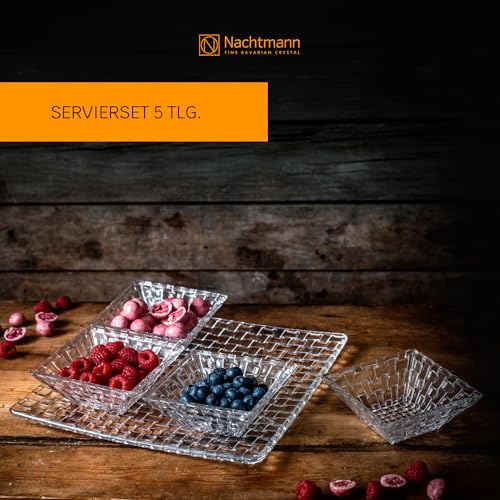 Nachtmann Bossa Nova Square Plate And Bowl Set, Set Of 5, Clear - Image 2