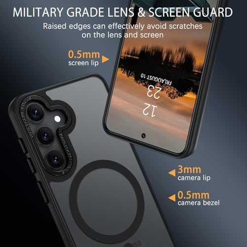 GUAGUA for Samsung Galaxy S24 FE 5G Case Compatible with MagSafe Samsung S24 FE Magnetic Case Slim Translucent Matte Skin Feeling Shockproof Protective Anti-Scratch Cover for Galaxy S24 FE 6.7", Black - Image 4