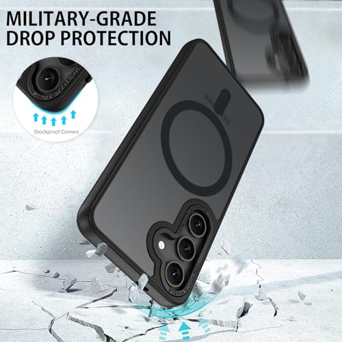 GUAGUA for Samsung Galaxy S24 FE 5G Case Compatible with MagSafe Samsung S24 FE Magnetic Case Slim Translucent Matte Skin Feeling Shockproof Protective Anti-Scratch Cover for Galaxy S24 FE 6.7", Black - Image 5