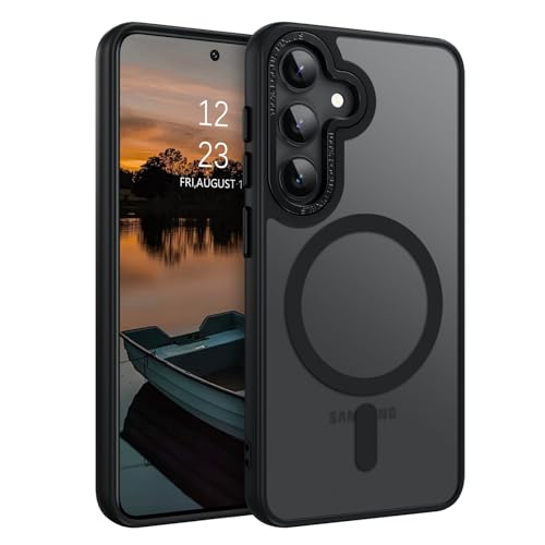GUAGUA for Samsung Galaxy S24 FE 5G Case Compatible with MagSafe Samsung S24 FE Magnetic Case Slim Translucent Matte Skin Feeling Shockproof Protective Anti-Scratch Cover for Galaxy S24 FE 6.7", Black - Image 1