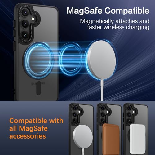 GUAGUA for Samsung Galaxy S24 FE 5G Case Compatible with MagSafe Samsung S24 FE Magnetic Case Slim Translucent Matte Skin Feeling Shockproof Protective Anti-Scratch Cover for Galaxy S24 FE 6.7", Black - Image 3