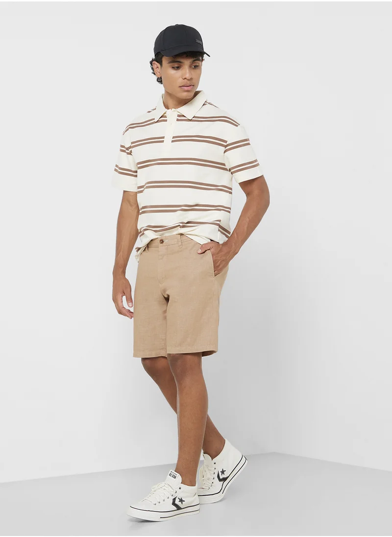 سفنتي فايف Polo Striped Shorts Sleeve T-Shirt