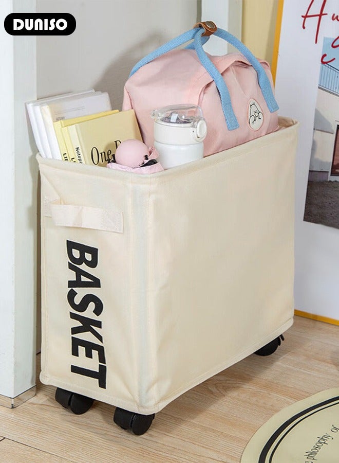 DUNISO Laundry Basket with Wheels, Rolling Laundry Hamper, Foldable Rectangle Storage Hamper, Corner Storage Bag with Flexible Handle,Collapsible Dirty Clothes Basket for Toys,Bathroom,Washroom,Bedroom  - Image 3