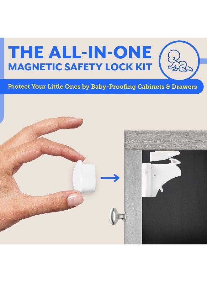 Eco-Baby Cupboard Locks for Children - Pack of 20 Magnetic, Child Safety Lock Latches with 3 Keys for Kitchen Cupboards and Drawers - Image 2