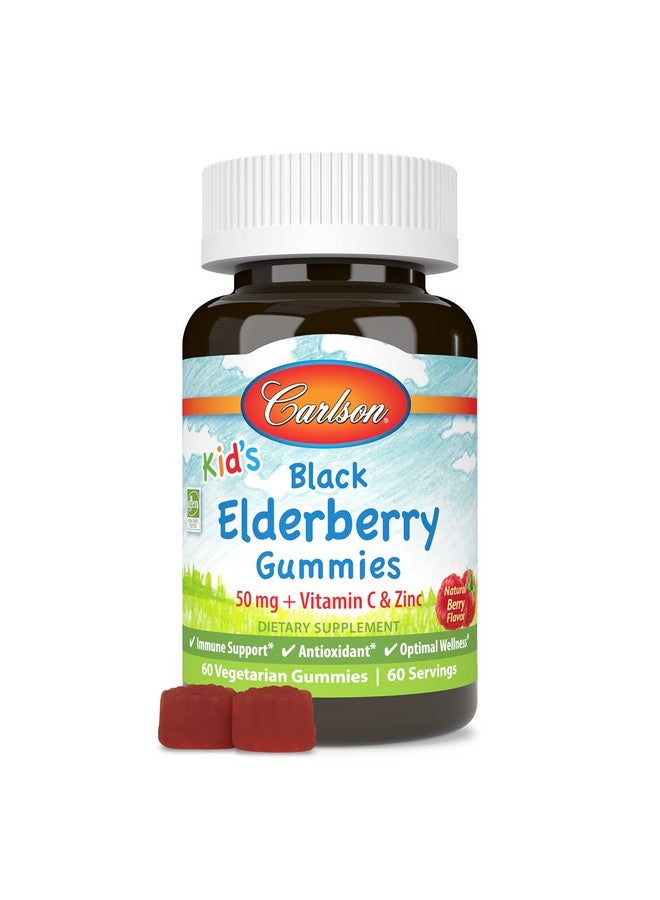 Carlson - Kid's Black Elderberry Gummies. with Vitamin C & Zinc, Immune Support, 60 Gummies - Image 1