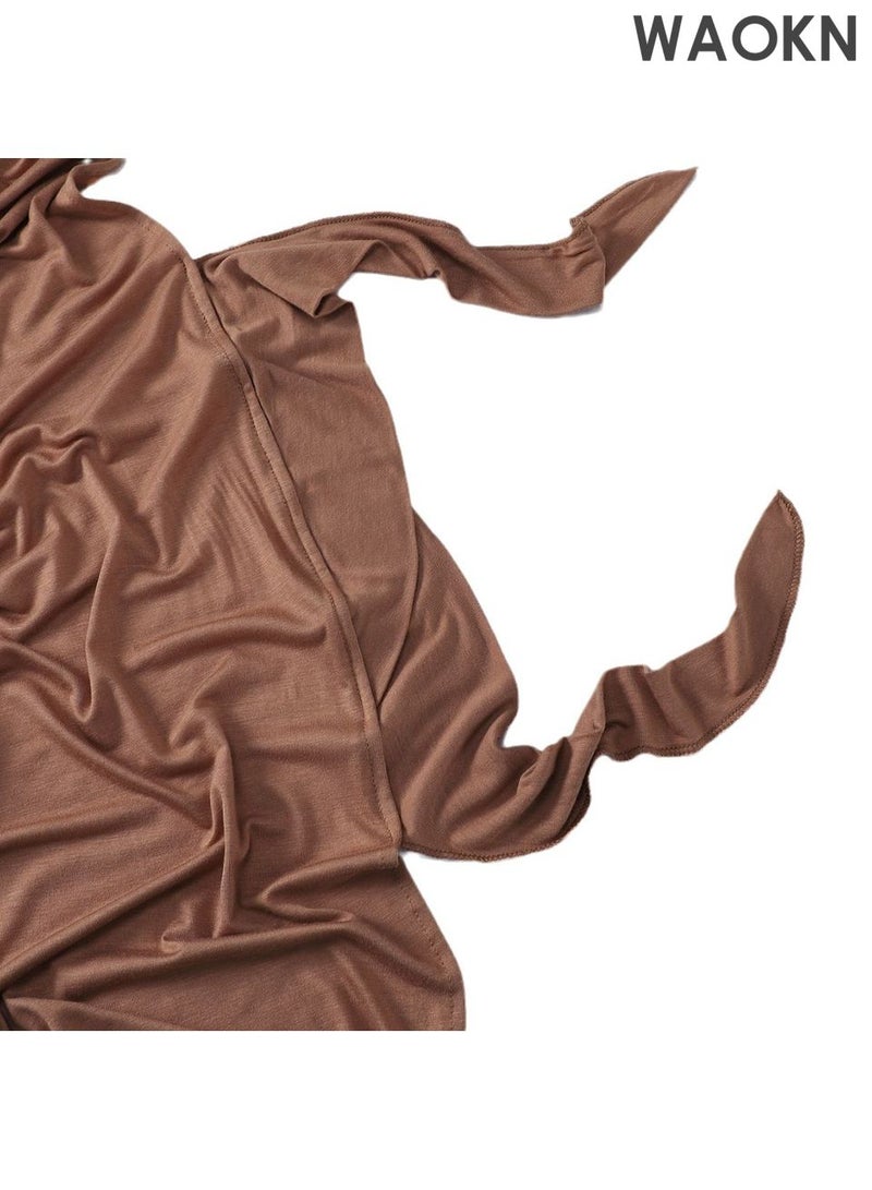 WAOKN New Style Women Mercerized Cotton Jersey Headscarf Cross-tie Convenient Hijab Muslim Headwear Comfortsoft Hair Protection Hijab Wearable Traditional Slip-On Pre-Tied Head Scarves  Wear Long Hijab for All Seasons - Image 3