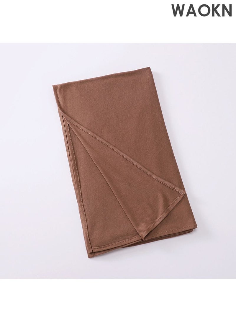 WAOKN New Style Women Mercerized Cotton Jersey Headscarf Cross-tie Convenient Hijab Muslim Headwear Comfortsoft Hair Protection Hijab Wearable Traditional Slip-On Pre-Tied Head Scarves  Wear Long Hijab for All Seasons - Image 2