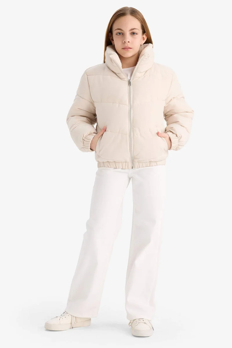 ديفاكتو Girl Plush Lined Zippered Puffer Jacket