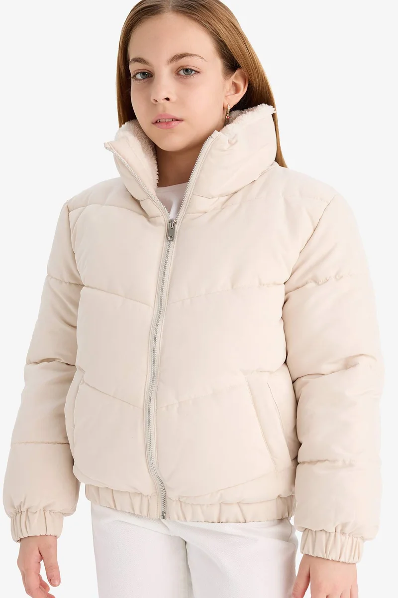 ديفاكتو Girl Plush Lined Zippered Puffer Jacket