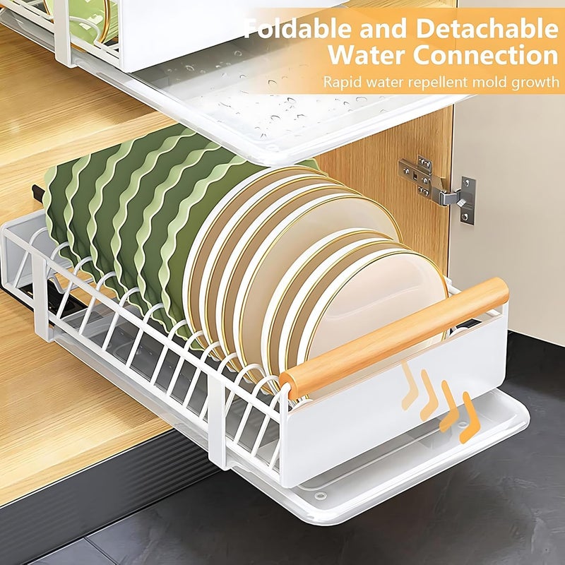 ZSIGNS ZSIGNS Pull Out Cabinet Organizer with Dish Storage Rack Large Capacity Pantry Shelves for Kitchen Heavy Duty Detachable Drainage Plate Adhesive Rail Slide Out Design  - Image 2