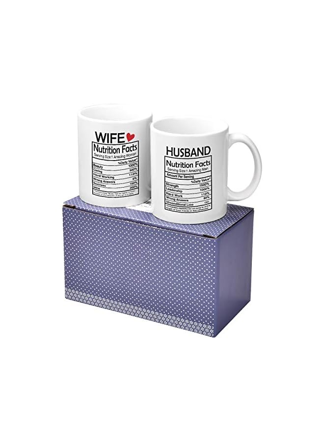 S-TOP Husband and Wife Nutrition Facts Mugs - Couple Coffee Set for Valentine's Day, Anniversary, Wedding - His and Her 11Oz Novelty Gift - Image 5