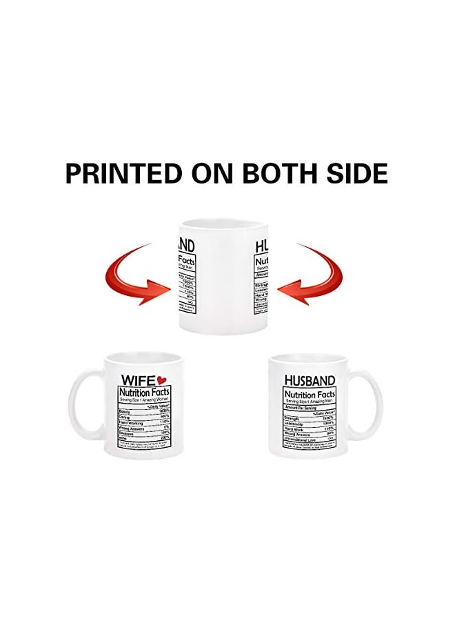 S-TOP Husband and Wife Nutrition Facts Mugs - Couple Coffee Set for Valentine's Day, Anniversary, Wedding - His and Her 11Oz Novelty Gift - Image 3
